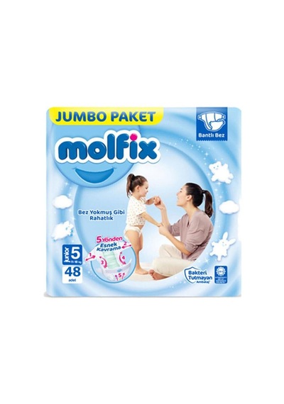 Molfix 3D Junior Bebek Bezi 5 Numara Junior Jumbo Paket 48 Adet