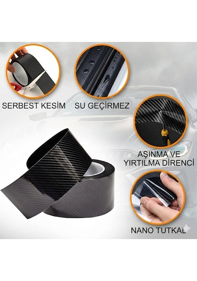 Kapı Eşiği Tampon Bagaj Koruma Folyosu 5d Karbon Folyo 5cmx5m Siyah