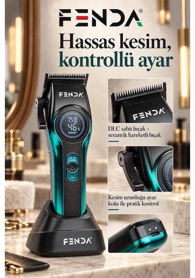Fenda Profesyonel Saç Kesme Makinesi Turkuaz
