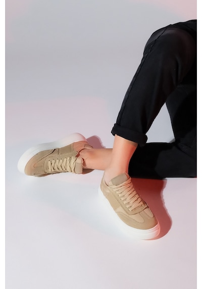 Luvishoes Jose Bej Denim Kadın Spor Sneaker Bej
