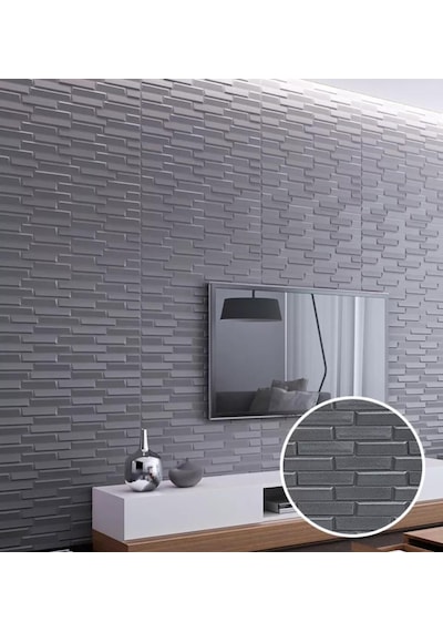 Tek Parça 70x500cm 1 Adet Gri Piramit Opak Model Yapışkanlı Ev Ofis Salon Duvar Paneli Kağıdı Nw65