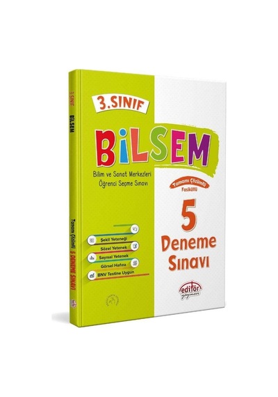 3. Sınıf Bilsem Tamamı Çözümlü 5 Fasikül Deneme Sınavı Editör Yayınevi