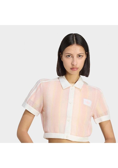 Adidas Originals Summer Glow Striped Cropped Kadın Pembe Polo Tişört Ky8140