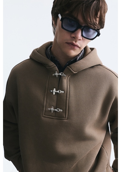 Vamos Boxy Fit Metal Klips Kapama Sweatshirt Vizon
