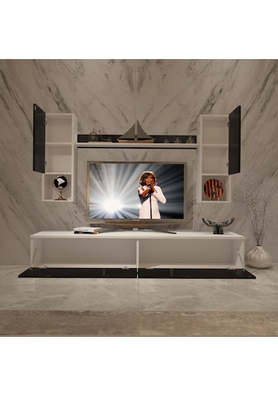 Decoraktiv Eko 5da Mdf Std Tv Ünitesi Tv Sehpası Beyaz - Siyah