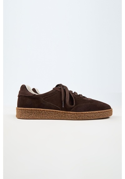 Krahe Palminteri Erkek Hakiki Deri Bağcıklı Kahve Sneakers