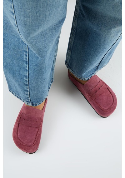 Manijero Ziva 2 Kadın Hakiki Deri Loafer Sabo Vişne Terlik Bordo