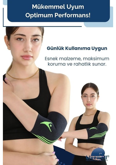 Bluewell Ortopedik Dirseklik / Sporcu Dirsek Destekliği / Örme Elastik Koruyucu / Tenis, Fitness, Voleybol, Antrenman Çok Renkli