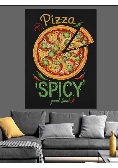 "acı Soslu" Pizza Posteri Dekoratif Kanvas - Mdf Ahşap Tablo
