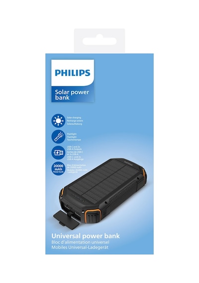 Philips Dlp7726n 20.000mah 2xusb-a Ve 2xusb-c Girişli Güneş Enerjili Fener Özellikli Powerbank-dlp7726n/00