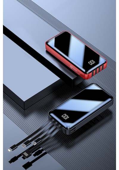 Intouch 20000Mah Prime Dijital Göstergeli Çoklu Kablolu Powerbank,Kırmızı Intouch 20000Mah Prime Dijital Göstergeli Çoklu Kablolu Powerbank,Kırmızı