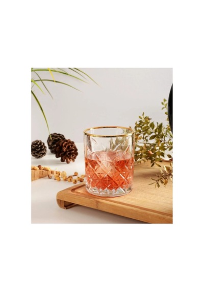 6'lı Kristal Meşrubat Bardağı 300 Ml Altın