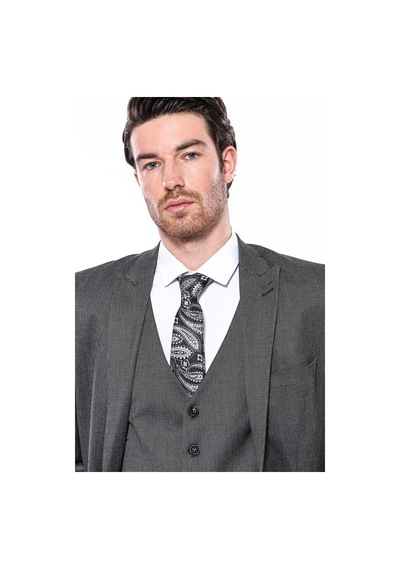 Wessi Kendinden Desenli Slim Fit Füme Erkek Ceket 001