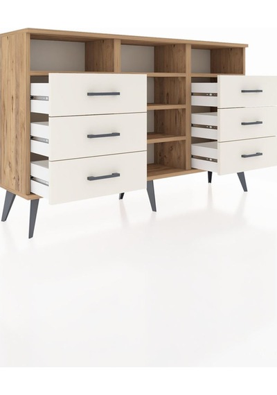 Arges Konsol 5 Raflı 6 Çekmeceli 132x30x83 Çam-çam/aytaşı Çam/aytaşı