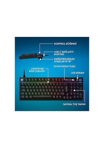 Logıtech G316 X 98 Kablolu Oyuncu Klavyesi - Türkçe Tuş Dizimi Tactile Siyah 920-014194