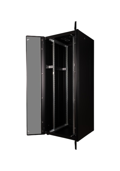 Lande Demonte 42u 800x800 Hyperline Dikili Tip Rack Kabinet Siyah Ön Cam Kapak / Tekerlekli
