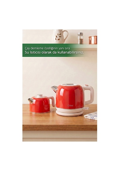Kiwi Ktm-2921 Paslanmaz Çelik Çay Makinesi 1800w & 2.2 L Su Isıtıcı & 1.2 L Demlik & 90 C Sıcak Tutma