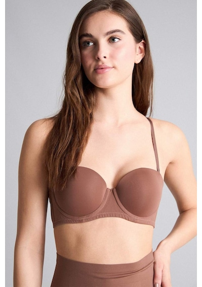 Defacto Yarım Dolgulu Micro Kaplı Yarım Dolgulu Balenli Tişört Bra Fall İn Love C1525ax25aubn307 Kahve