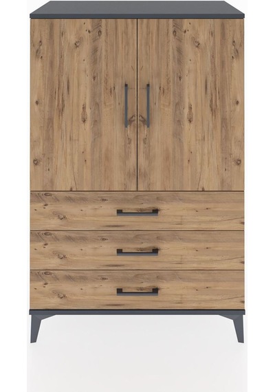 Hyperion Dolap 2 Raflı 3 Çekmeceli 2 Kapaklı 88x44x134 Antrasit-çam Antrasit