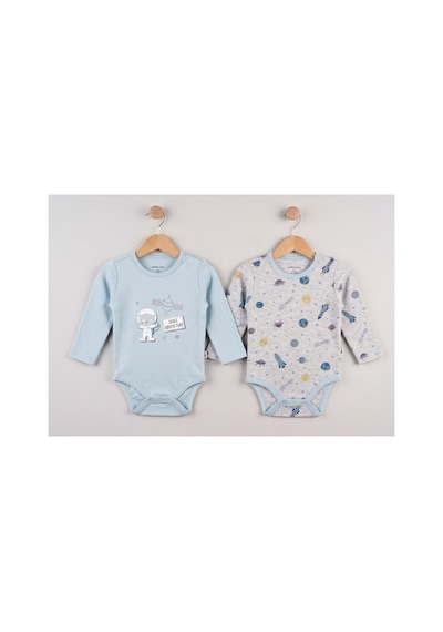 Mother Love %100 Organik Pamuk 2'li Uzun Kol Body 0-36 Ay Mavi