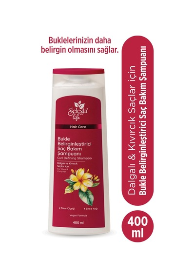 Selesta Life Tiare Çiceği Ve Shea Yağı Özlü Bukle Belirginleştirici Şampuan Dalgalı Ve Kıvırcık Saçlar 400 Ml