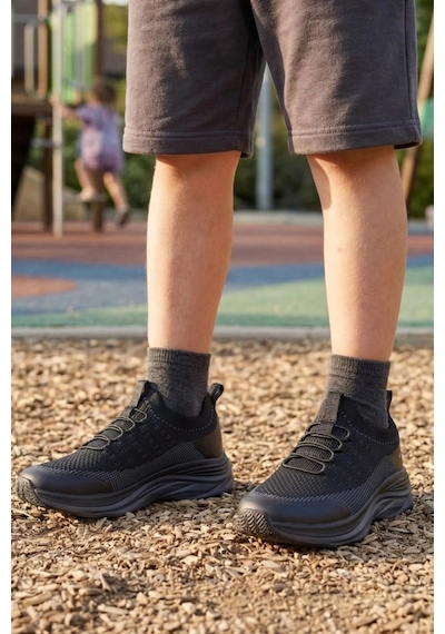 In Step Aeroknit Pro Ultra Hafif Bağcıksız Erkek/kız Spor Ayakkabı - Siyah