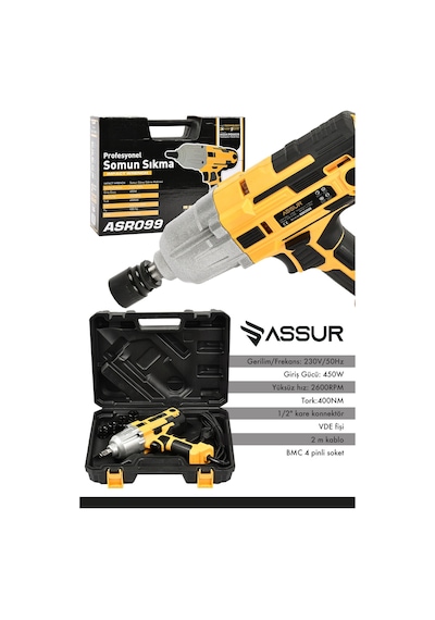 Assur ASR099 450W Elektrikli Somun Sıkma Sarı