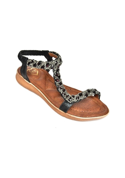 Fox Shoes S258014809 Siyah Alçak Tabanlı Kadın Sandalet Siyah-suni Deri Siyah