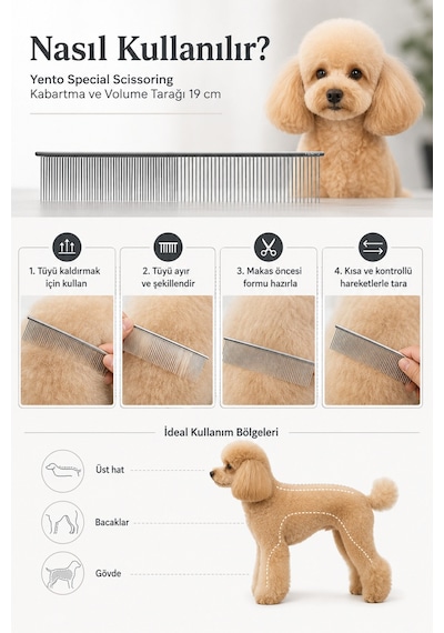 Yento Special Scissoring Kedi & Köpek Kabartma Ve Volume Tarağı 19 Cm