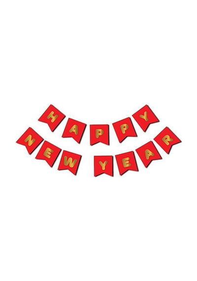 Happy New Year Kırmızı Harf Afiş