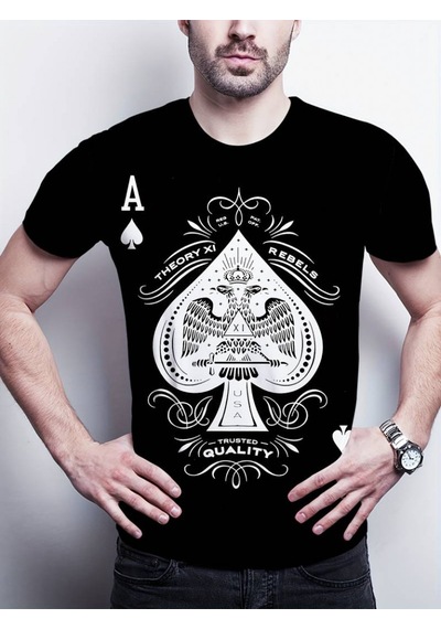 Efnaz Style Erkekkısa Kollu Yuvarlak Yaka Desenli Viskon T-shirt Siyah