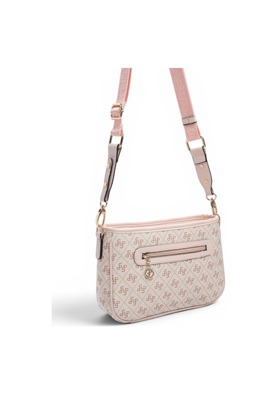 Silver & Polo Silver Polo Pembe - Pudra Monogram Kadın Çapraz Çanta Sp1160