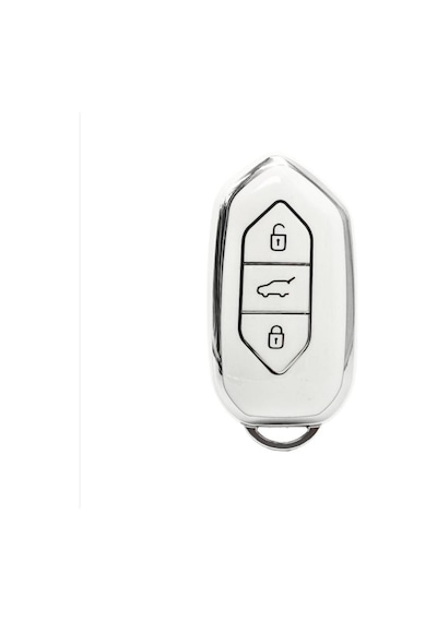 Gma Keys Togg T10x T10f 3 Tuşlu Smart Nano Koruma Anahtar Kılıfı Beyaz Gümüş Silver Renk Yüksek Kalite