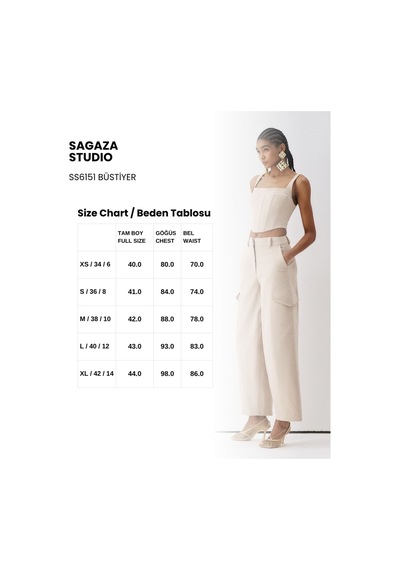 Sagaza Studio Ss6151 Sırtı İp Detaylı Büstiyer Bej