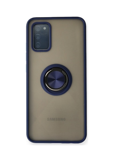 Samsung Galaxy Uyumlu   A02s Kılıf Montreal Yüzüklü Silikon Kapak - Lacivert