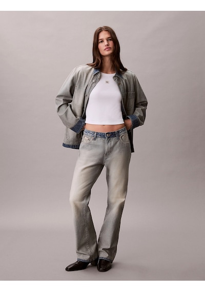 Calvin Klein Jeans Kadın Etiketli Fitilli Kısa Beyaz T-shirt Lv047c200g-yaa Beyaz