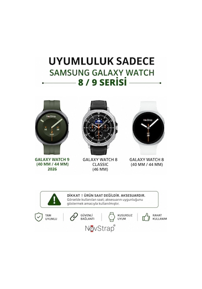 Novstrap Samsung Galaxy Watch 9 40mm 44mm İle Uyumlu Kordon Mıknatıslı Metal Çelik Hasır Kayış