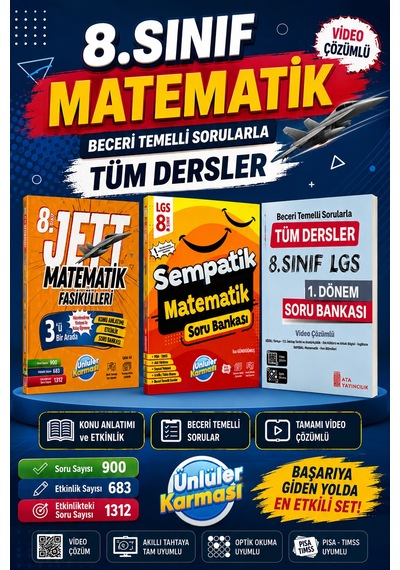 8.sınıf Jett Matematik Fasikülleri-sempatik Matematik Soru Bankası -1.dönem Tüm Dersler Soru Bankası