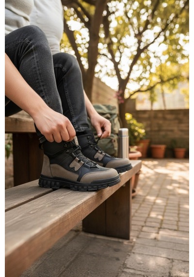 Enoch Erkek Kum Siyah Waterproof Yüksek Bilekli Outdoor Trekking Ve Doğa Botu Siyah - Kum