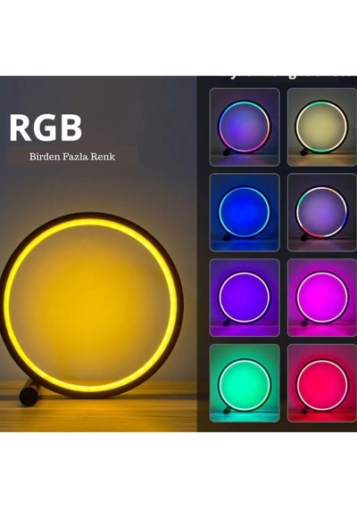 Akıllı Rgb Müzik Ritim Gece Lambası 25cm Led Halka Masa Lambası Bluetooth Kumandalı App Kontrollü Ortam Işığı Siyah