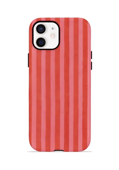 Apple iPhone Uyumlu 11 Vorian Çift Katmanlı Magsafe Kılıf Tomato Red Stripe
