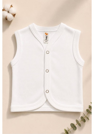 H&c Coolboy H & C %100 Pamuk 2'li Bebek Yeleği Çıtçıtlı Kolsuz İç Yelek 0-36 Ay Beyaz