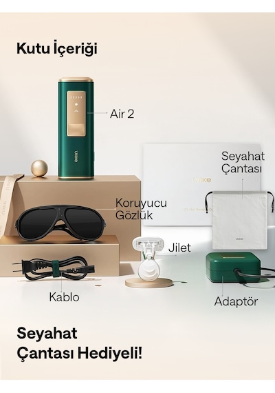 Ulike Air 2 Travel Ed Acıyı Önleyen Safir Buz Soğutma Ipl Lazer Epilasyon Aleti, 500.000 Atım, Taşıma Çantalı