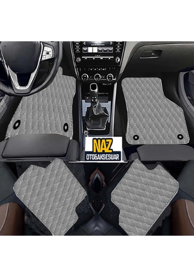Bmw 3 F30 2012-2018 Uyumlu Gri Dikişli Gri Deri Paspas