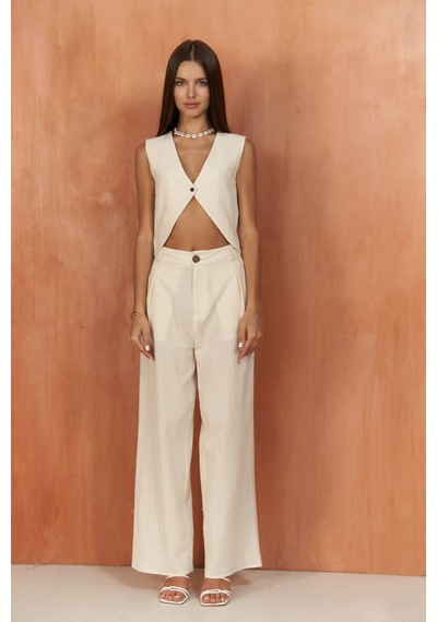 Mai Collection Mai Studios Co. Montana Natural Yelek Pantolon Takım Naturel