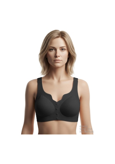 Cottonill Seamless Bra - Virela Lazer Kesim Önden Düğmeli Büyük Beden Kadın Sütyen 3'lü Paket-2 Çok Renkli