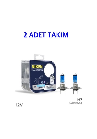 Nıken 2 Adet Takım Far Ampulü 12v H7 55w Beyaz Işık Ampul Px26d 5000k