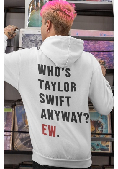 Sevbano Taylor Swift Şarkıcı Sırt Baskılı Unisex Oversize Penye Hoodie beyaz