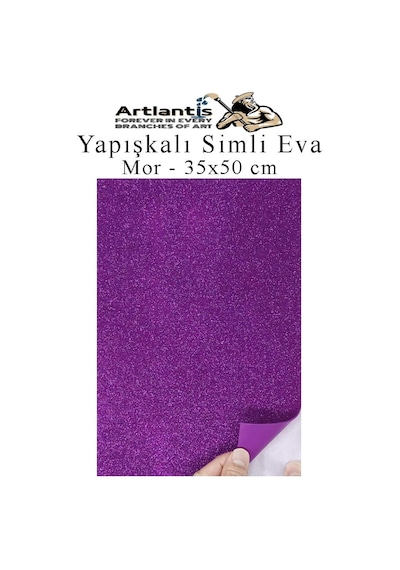 Yapışkanlı Simli Eva 35x50 Cm 1 Adet Simli Yapışkanlı Eva Süngeri Okul Kreş Anasınıfı Elişi Etkinlikleri Hobi Mor