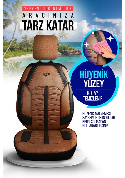 Taba - Siyah Panda Barbados Serisi Alkantra Kumaş Oto Koltuk Kılıfı - Tam Set